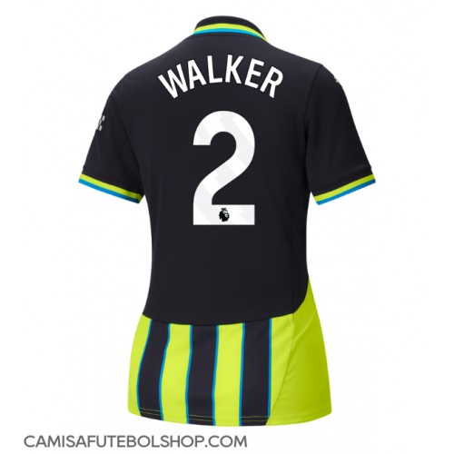 Camisa de time de futebol Manchester City Kyle Walker #2 Replicas 2º Equipamento Feminina 2024-25 Manga Curta